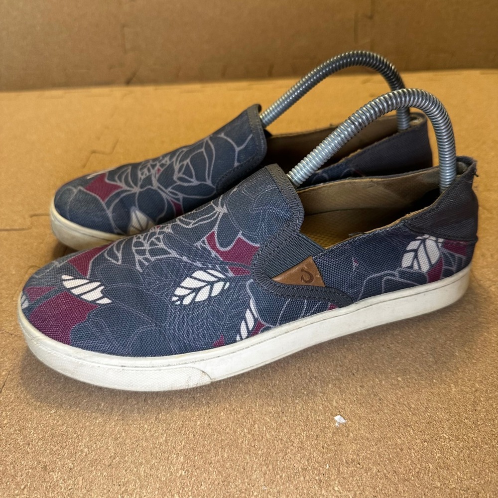 Olukai‎ Pehuea Print Slip On Sneakers Womens 8.5 Blue Floral 20339-DEST - Picture 3 of 10